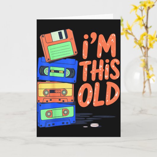 Carte I'm This Old Funny Retro Floppy Cette Design Vinta (Fleur jaune)