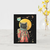Carte Image couleur de l'astronaute de chat noir (Fleur jaune)