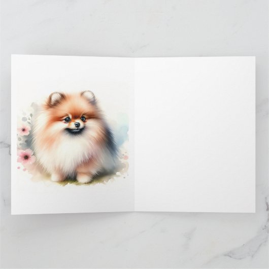 Carte Image d'aquarelle mignonne Pomeranian (Intérieur)