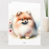 Carte Image d'aquarelle mignonne Pomeranian (Dos)