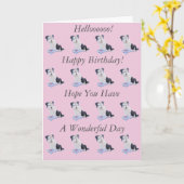 Carte image d'un adorable chiot border collie pour un an (Fleur jaune)