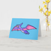 Carte Image Mignonne D'Un Ptérodactyle Volant. (Fleur jaune)