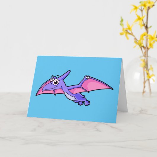 Carte Image Mignonne D'Un Ptérodactyle Volant. (Fleur jaune)