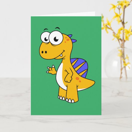 Carte Image Mignonne D'Un Spinosaure. 2 (Fleur jaune)
