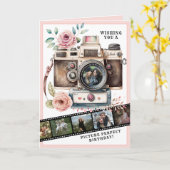 Carte Image parfaite | Photo d'anniversaire de la caméra (Fleur jaune)