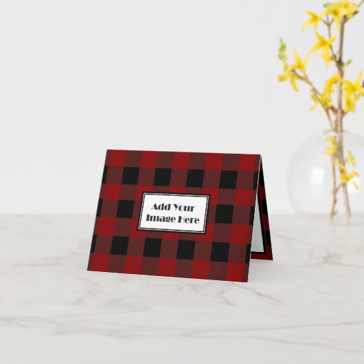 Carte Image personnalisée Russe Buffalo Plaid Motif (Fleur jaune)