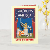 Carte Image vintage, soulevant le drapeau (Fleur jaune)