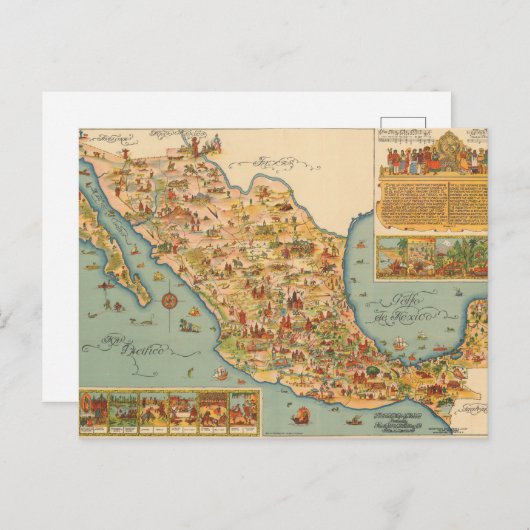 Carte imagée du Mexique (Devant / Derrière)