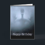 Carte Imaginaire Alien Fog Anniversaire effrayant Fantôm<br><div class="desc">Fantasy Alien Fog Creature Scary Ghost Night Frightening ou spooky Night Forest Scene. Great for that Birthday on Halloween or those who love aliens. Inside verse,  "Hope it's out of this world"</div>