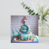 Carte Imaginaire AMUSANT MERMAID THEME ANNIVERSAIRE DE E (Debout devant)