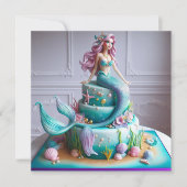 Carte Imaginaire AMUSANT MERMAID THEME ANNIVERSAIRE DE E (Devant)
