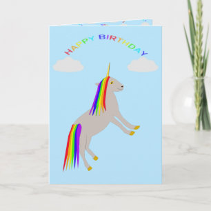 Carte Imaginaire Anniversaire Unicorne Arc en ciel et nu