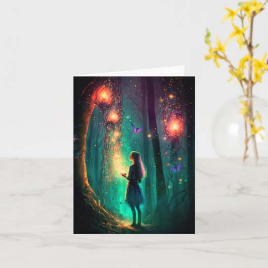 Carte Imaginaire de forêt enchantée fée magique Pixie Po (Fleur jaune)