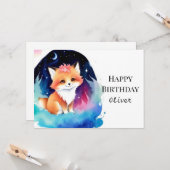 Carte Imaginaire Editable Fox Anniversaire (Devant/Arrière en situation)