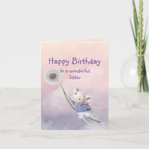 Carte  Imaginaire mignon Anniversaire Soeur Souris Dande