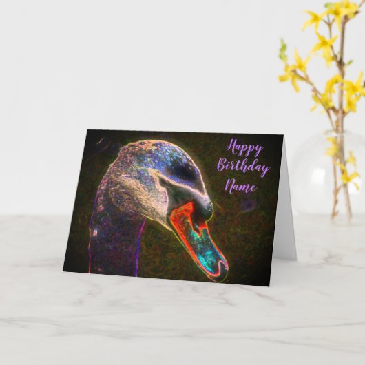 Carte Imaginaire Regal Swan Art Anniversaire (Fleur jaune)