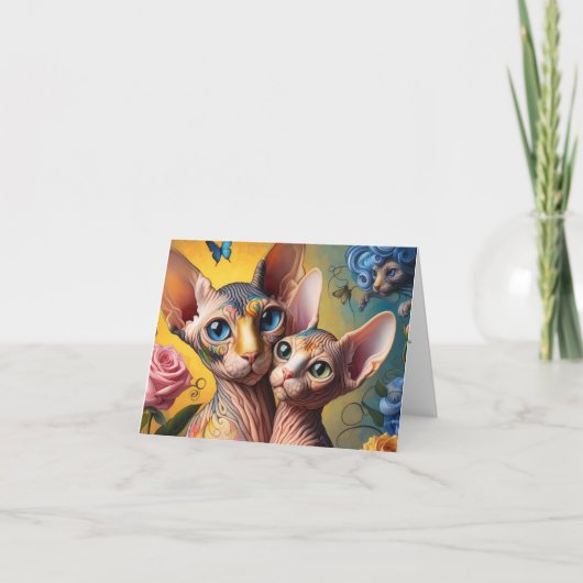 Carte Imaginaire Sphynx Chat et Kitten (Devant)
