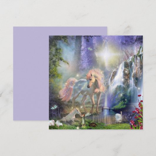 Carte Imaginaire Unicorn maman et bébé (Devant / Derrière)