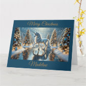 Carte Imaginaire Unicorne avec des arbres de Noël chatoy (Fleur jaune)