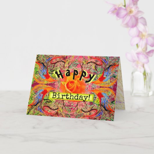 Carte Imaginaire victorien Rose orange personnalisable (Orchidée)