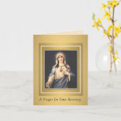 Carte Immaculé Coeur de Vierge Marie Récupération obteni (Fleur jaune)