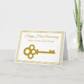 Carte Immobilier Happy Home Anniversaire Chic Gold Key (Devant)