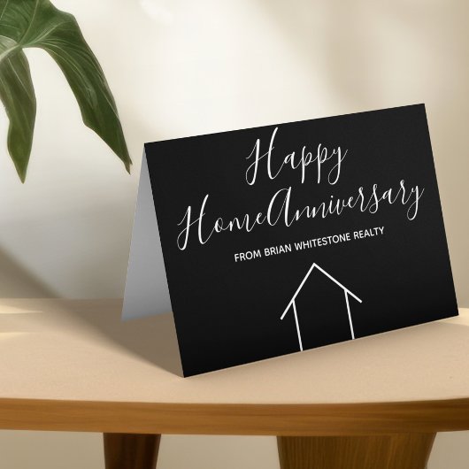 Carte Immobilier Happy Home Anniversaire Noir moderne