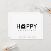 Carte Immobilier professionnel d'anniversaire heureux (Devant/Arrière en situation)