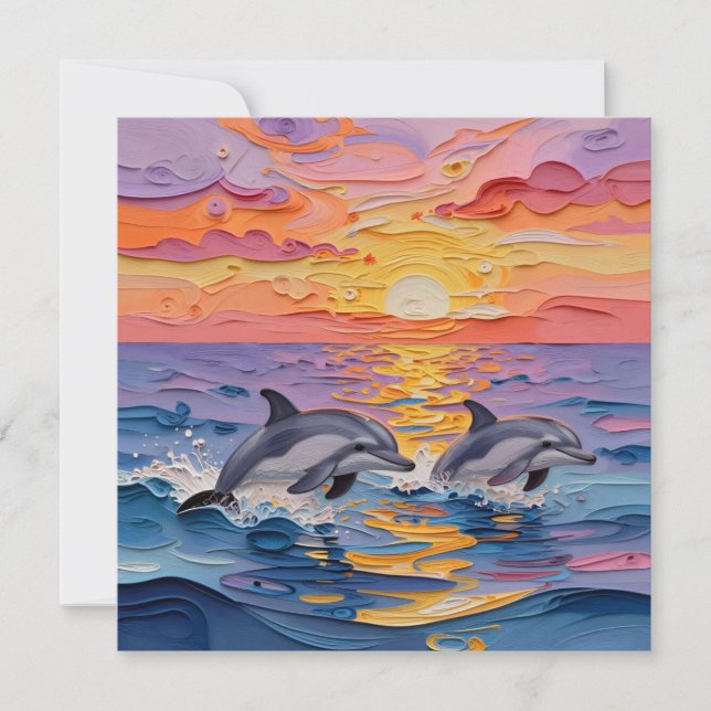 Carte Impasto Dolphins and Ocean Waves   (Devant)