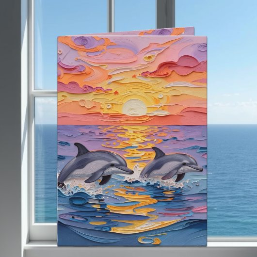 Carte Impasto Dolphins & Ocean Waves | Thinking of You