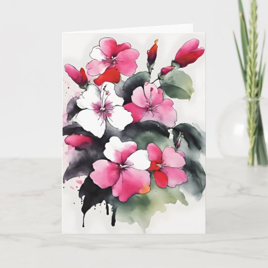 Carte Impatiens - Fleurs aquarelles (Devant)