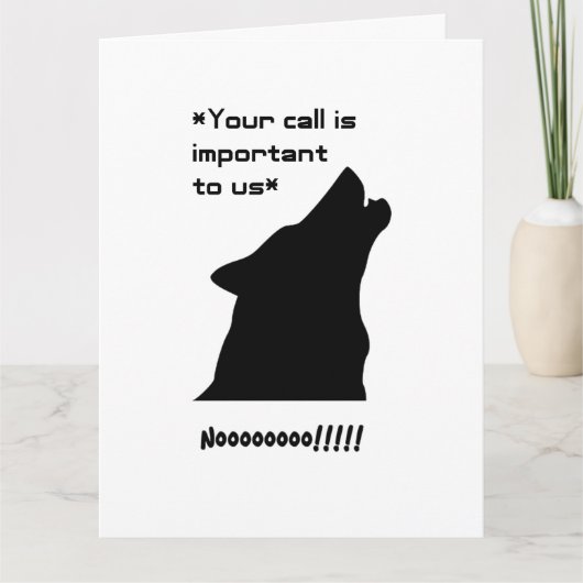 Carte Important Call Funny Wolf Service à la clientèle D (Devant)