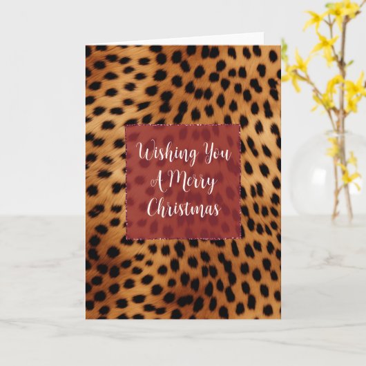 Carte Impression animale guépard marron et noir (Fleur jaune)