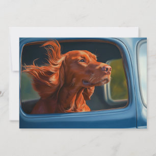Carte Impression d'art Chien Rouge Profitant d'une Prome