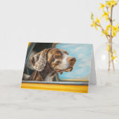 Carte Impression d'art d'aventure de chien tacheté sur u (Fleur jaune)