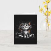 Carte Impression d'art de chat drôle (Fleur jaune)