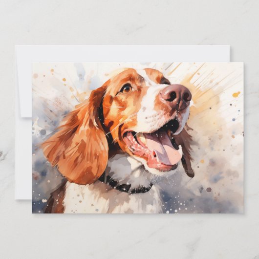 Carte Impression d'art de chien à l'aquarelle joyeuse (Devant)