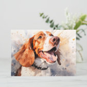 Carte Impression d'art de chien à l'aquarelle joyeuse (Debout devant)