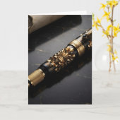 Carte Impression d'art de stylo plume de luxe (Fleur jaune)