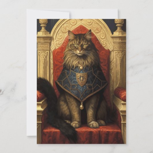 Carte Impression d'art du trône de chat Maine Coon noble (Devant)