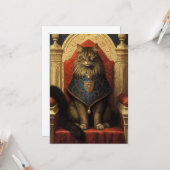 Carte Impression d'art du trône de chat Maine Coon noble (Devant/Arrière en situation)