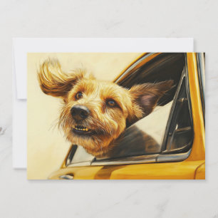 Carte Impression d'art d'un chien joueur profitant d'une