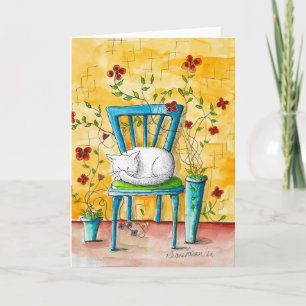 Carte Impression d'art populaire, Dormir de chat blanc, 