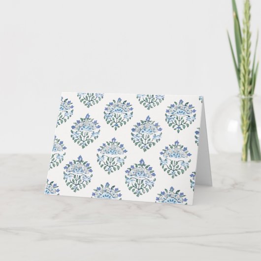 Carte Impression de bloc floral bleu, ivoire (Devant)