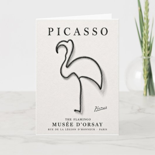 Carte Impression de flamant rose de Picasso | Art minima (Devant)