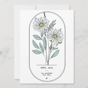 Carte Impression de fleur de naissance d'avril Daisy