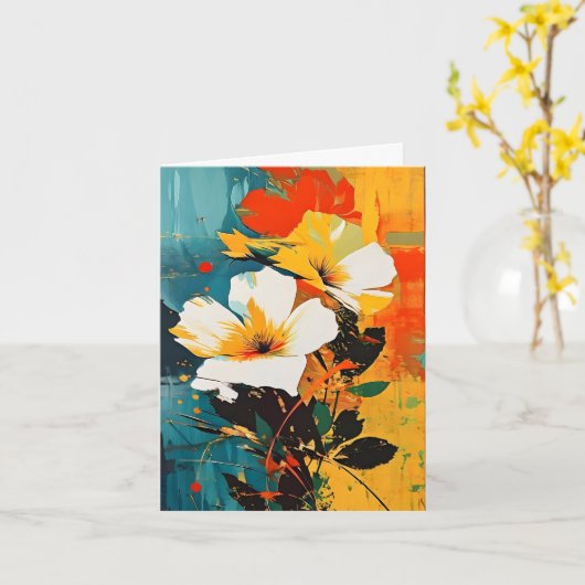 Carte Impression de fleurs Abstraites (Fleur jaune)