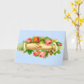 Carte Impression de mains entrelacées victoriennes (Fleur jaune)