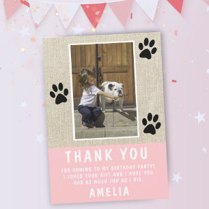 Carte Impression de patte rustique rose Anniversaire Pho