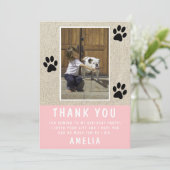 Carte Impression de patte rustique rose Anniversaire Pho (Debout devant)